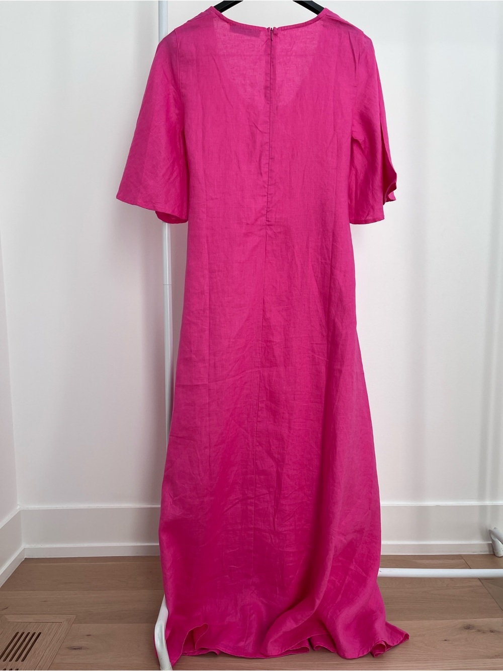 Bailey 100% linen flutter sleeve maxi dress with self belt XS pockets tie waist - Picture 10 of 10